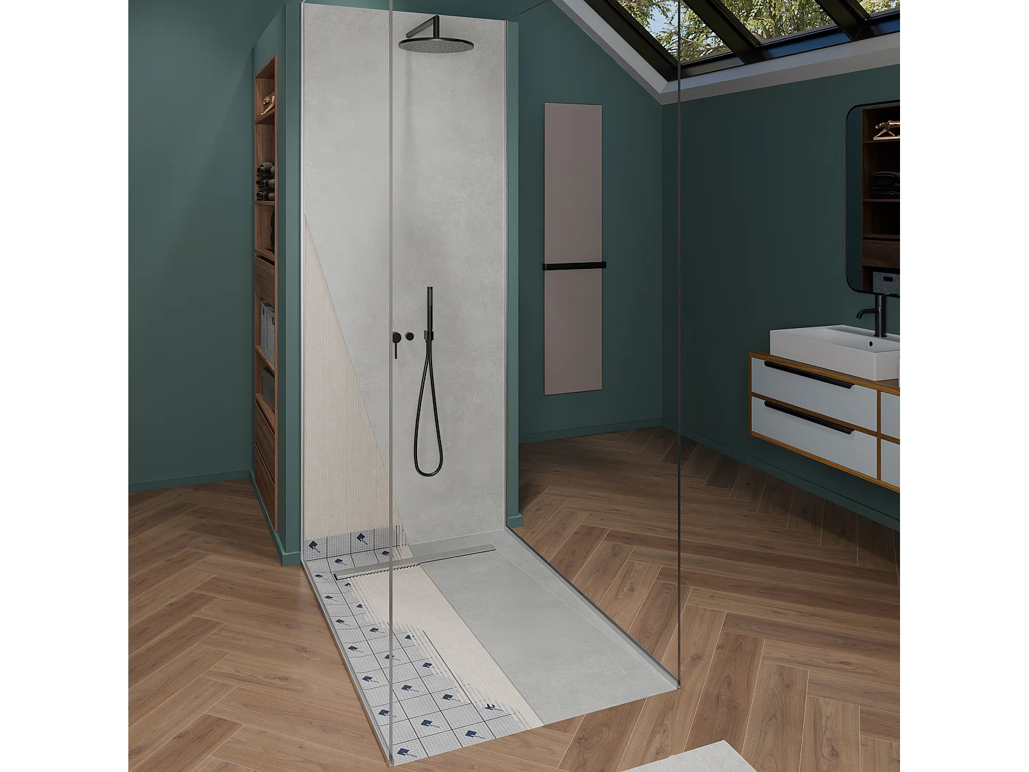 Onbath's bac à douche  à carreler à caniveau 120x90 cm recoupable