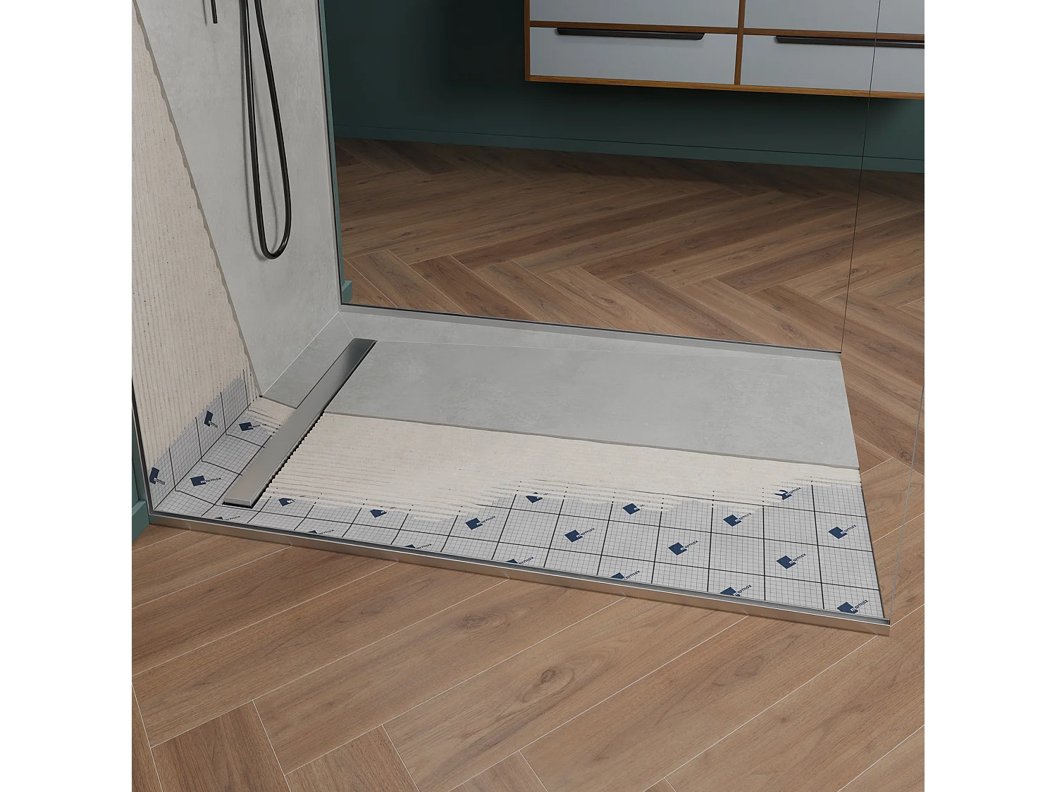 Onbath's bac à douche  à carreler siphon plat 120x80 cm recoupable