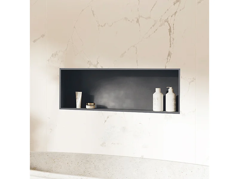 Niche design 40x20 cm encastrable en acier inox – gris ardoise – NICHE4020-EN-7015-OB