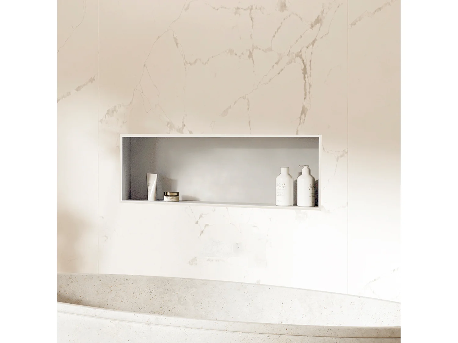 Niche design 40x40 cm encastrable en acier inox – couleur blanche – NICHE4040-EN-9010-OB