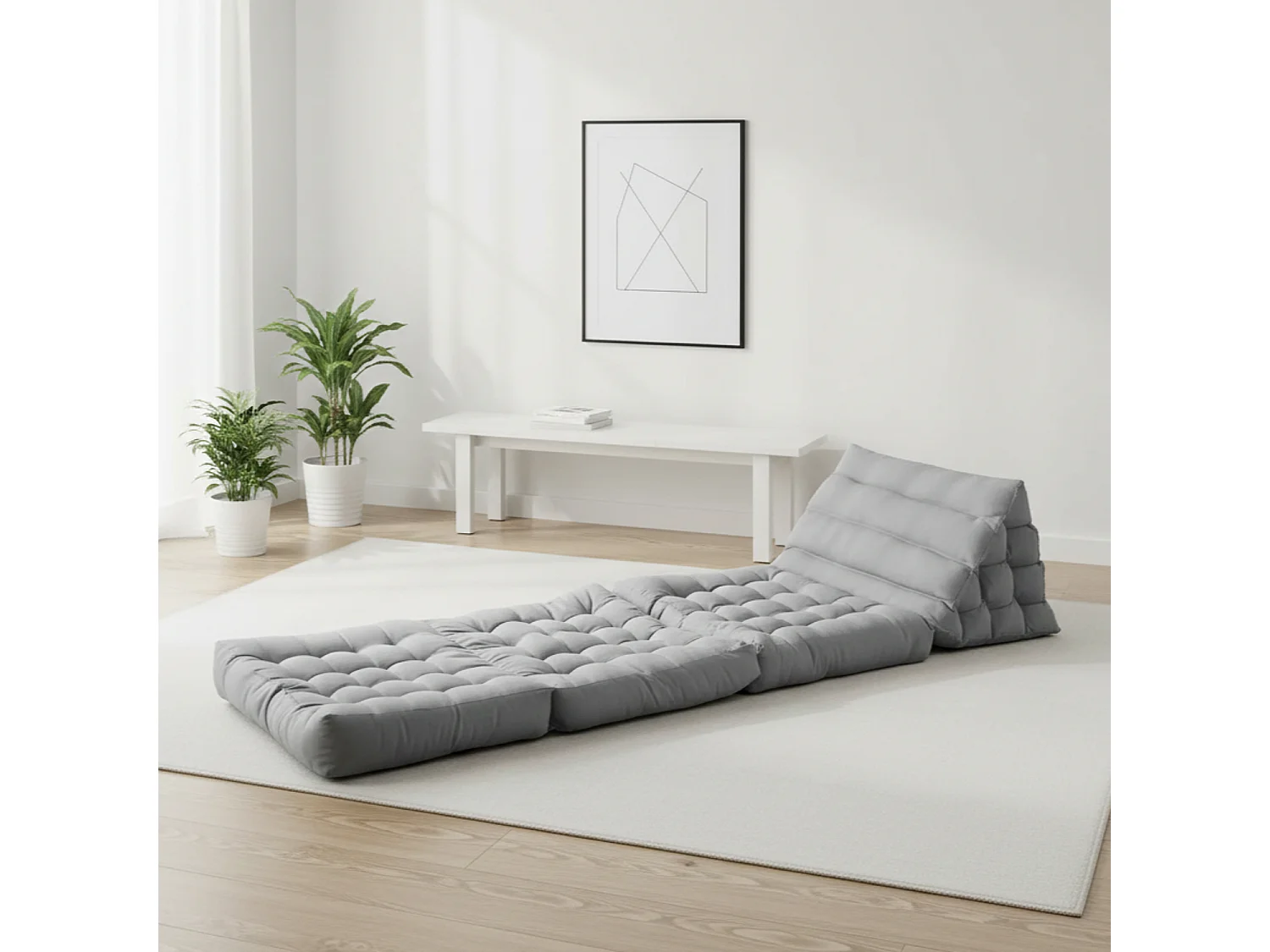 Matelas de sol modulaire gris clair en polyuréthane - 1 place