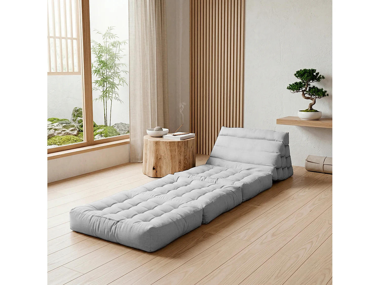 Matelas de sol modulaire gris clair en polyuréthane - 1 place