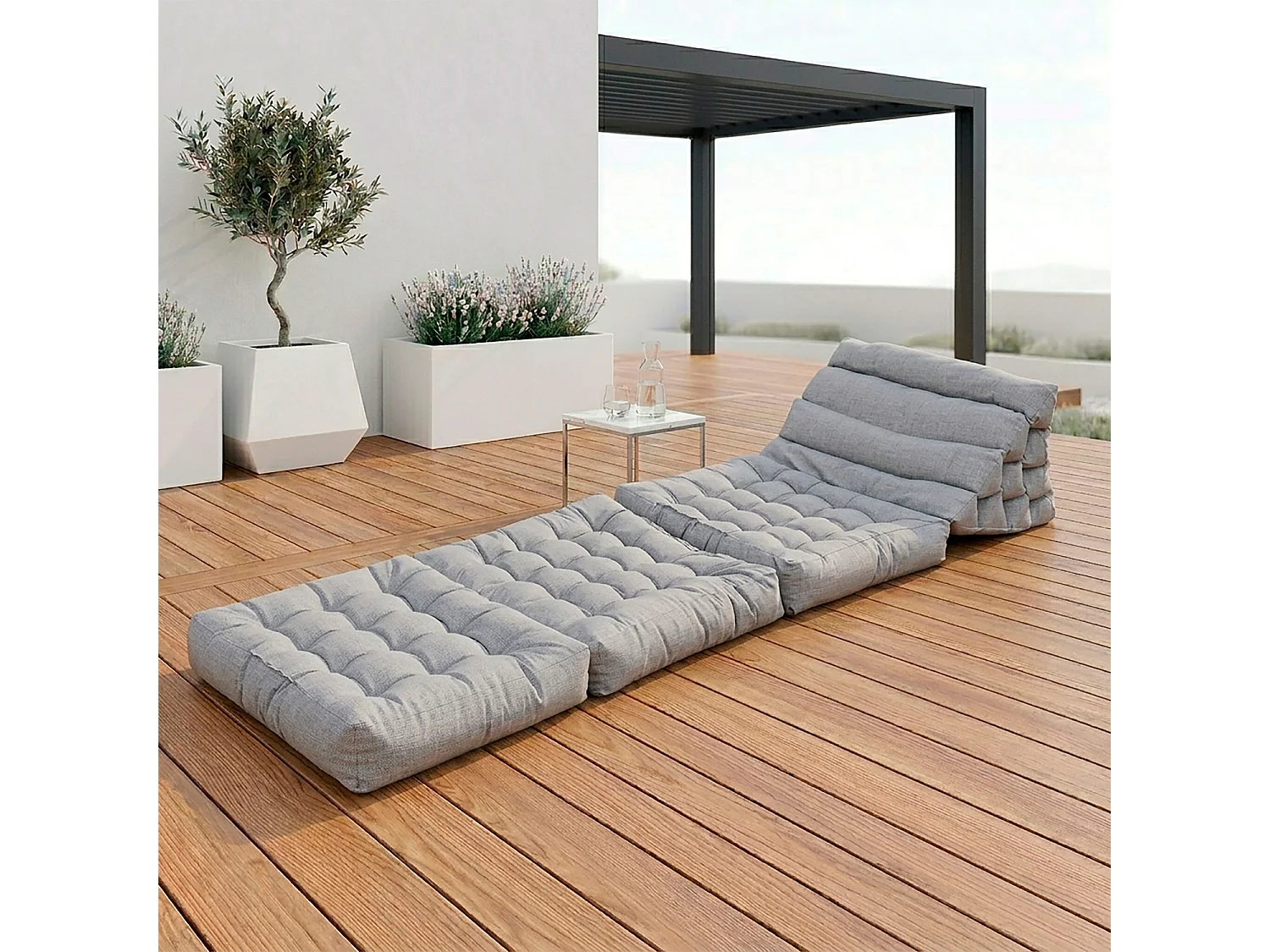 Matelas de sol modulaire gris clair en polyuréthane - 1 place