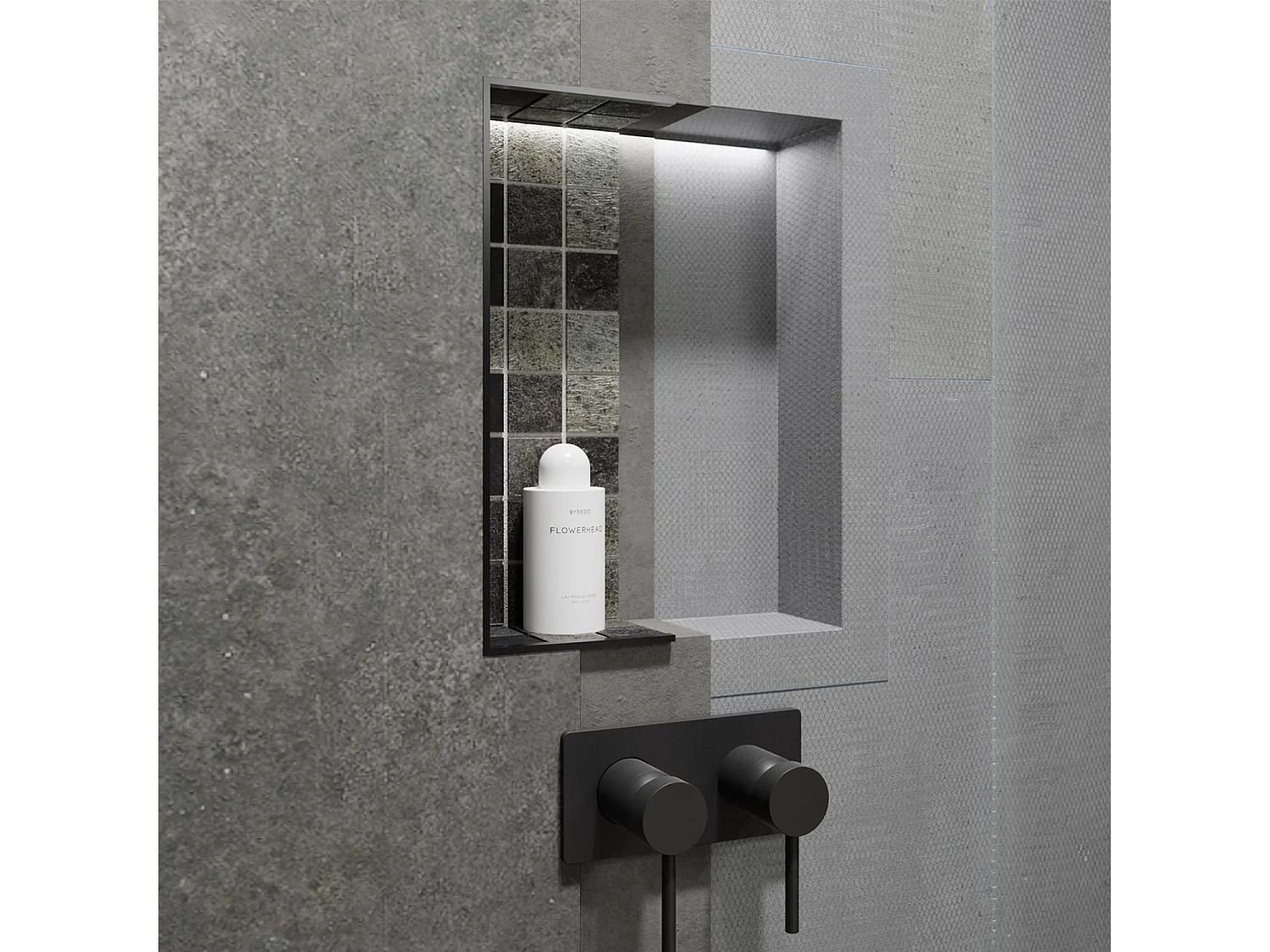 Duo de niches à carreler étanches 40x20 cm – profondeur 6 cm – avec natte étanche – DUONICHE40/20-INT-OB