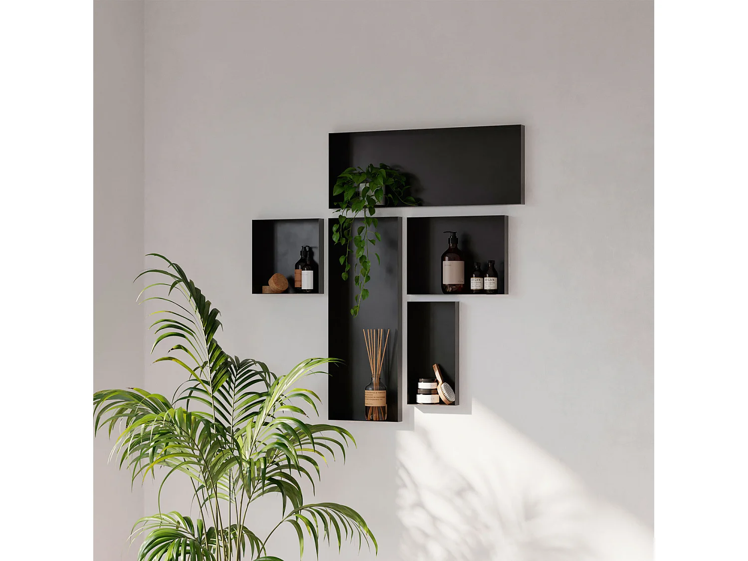 Niche design 40x30 cm semi-encastrée en acier inox – couleur noire – NICHE4030-SE-9005-OB