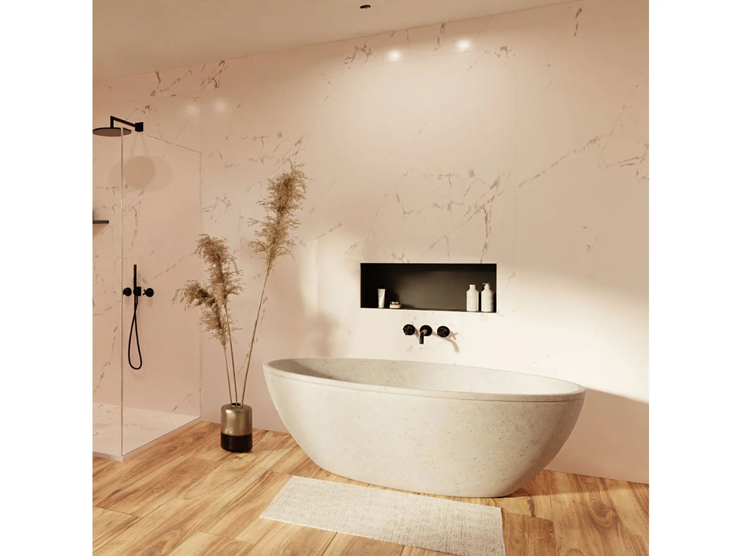 Niche design 80x30 cm encastrable en acier inox – couleur noire – NICHE8030-EN-9005-OB