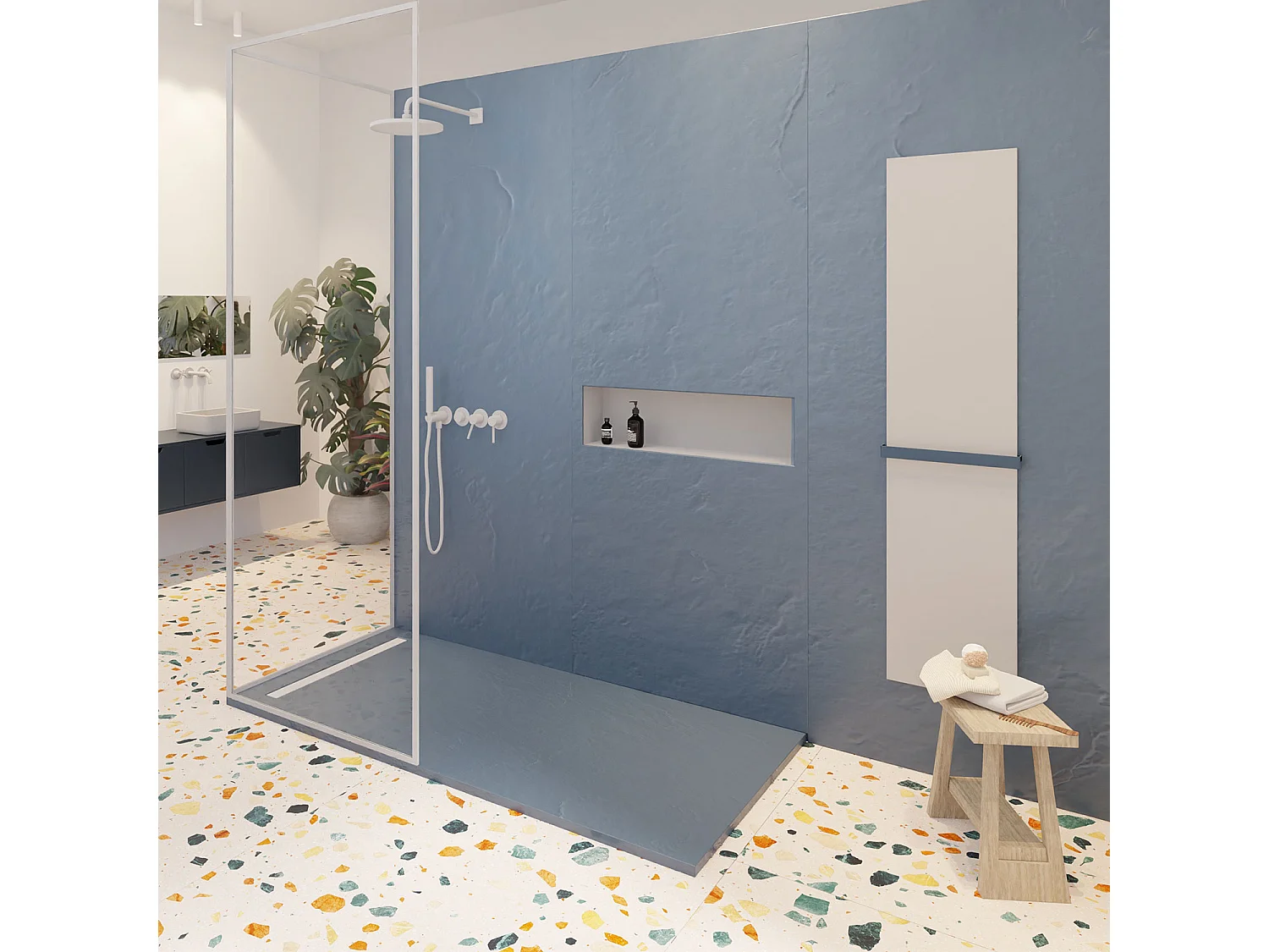 Niche design 30x30 cm semi-encastrée en acier inox – couleur blanche – NICHE3030-SE-9010-OB