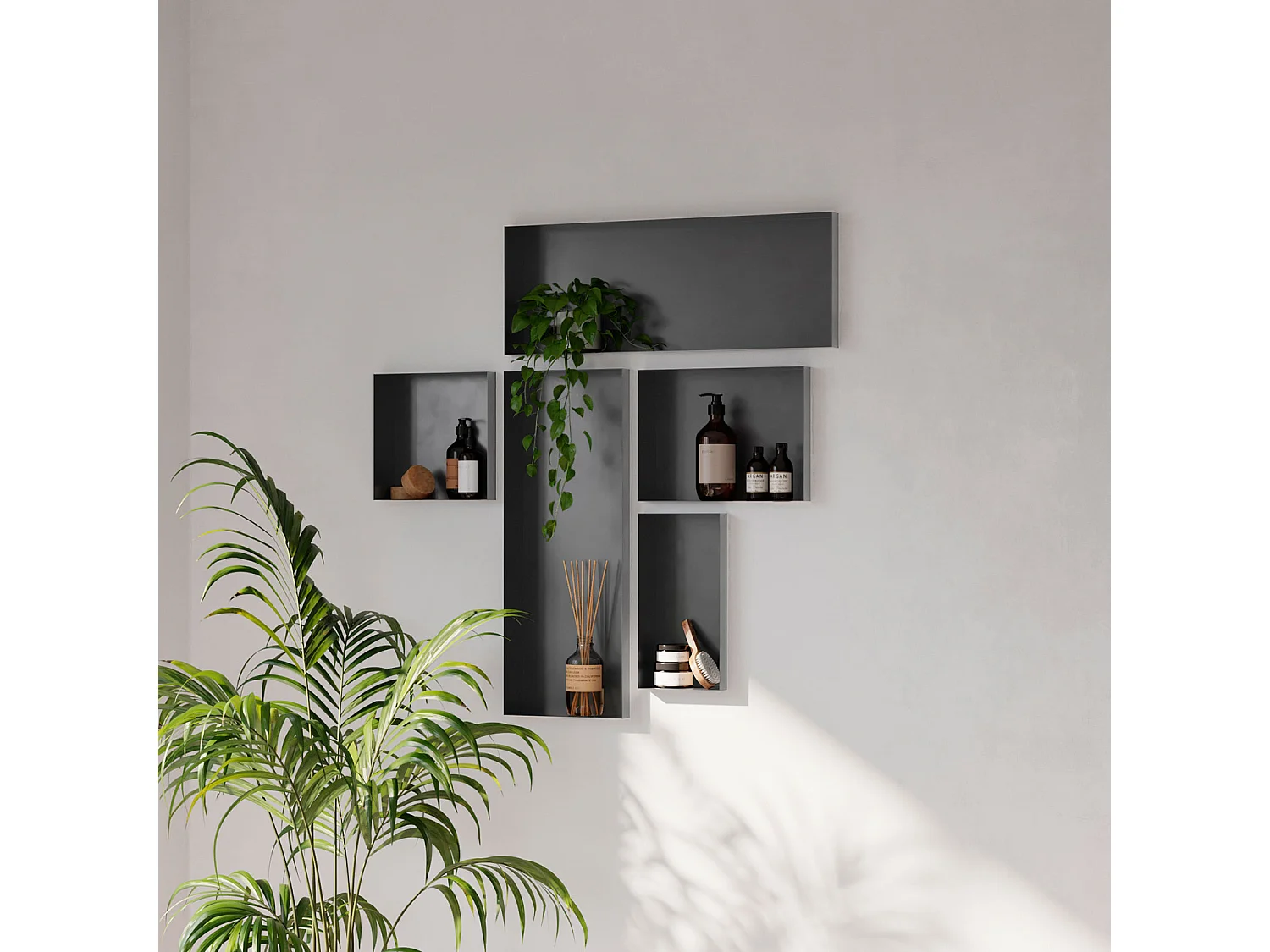 Niche design 40x20 cm semi-encastrée en acier inox – gris ardoise – NICHE4020-SE-7015-OB