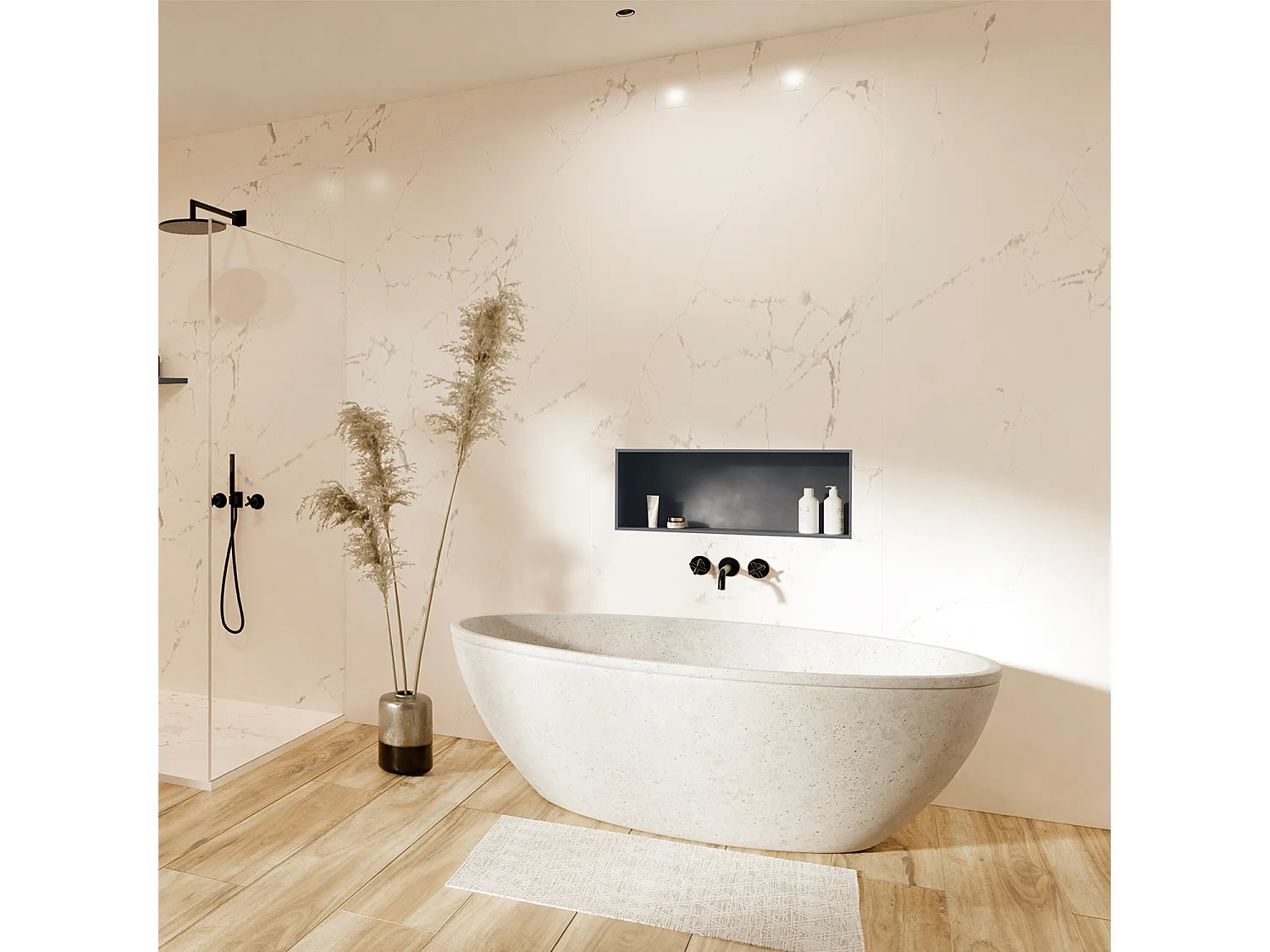 Niche design 30x30 cm encastrable en acier inox – gris ardoise – NICHE3030-EN-7015-OB