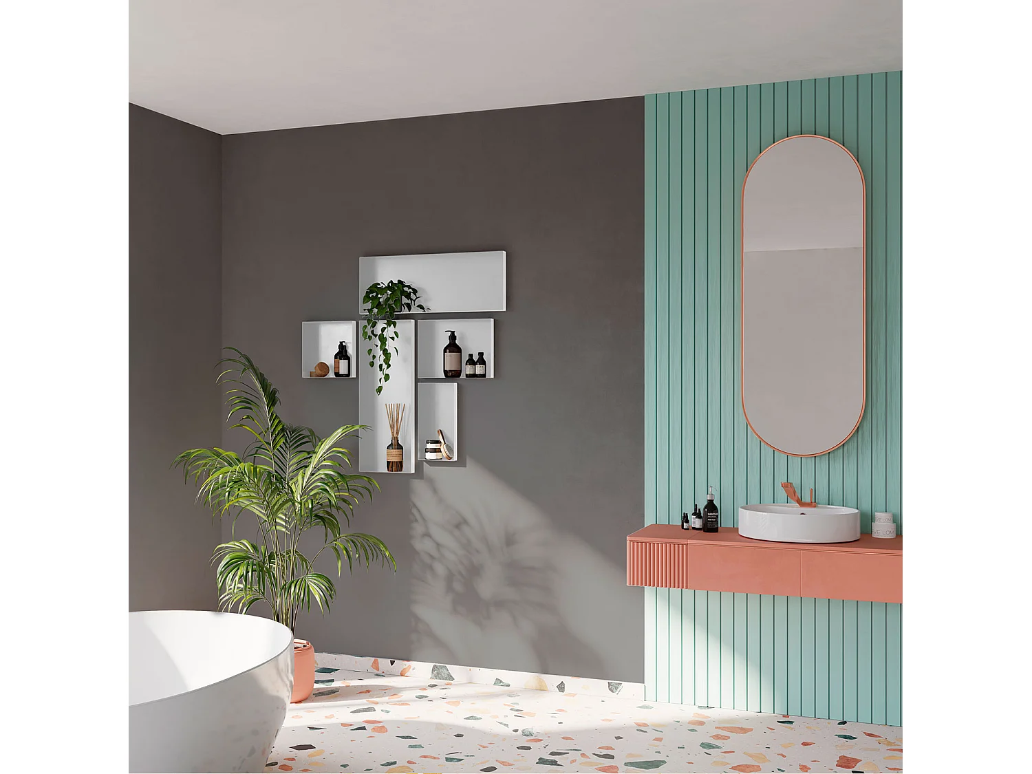 Niche design 40x40 cm semi-encastrée en acier inox – couleur blanche – NICHE4040-SE-9010-OB