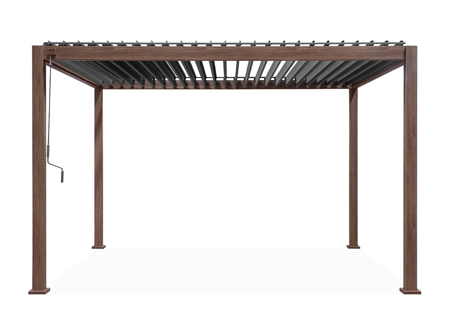 Pergola Bioclimatique coloris bois foncé – Triomphe – 3x4m. aluminium. à lames orientables