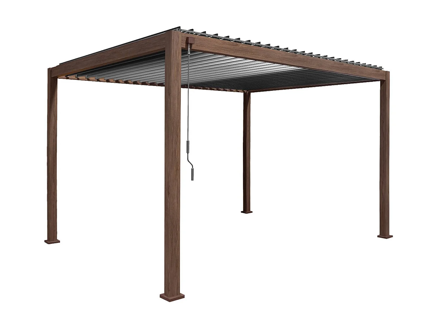 Pergola bioclimatica 3x4m in alluminio, lamelle orientabili, marrone