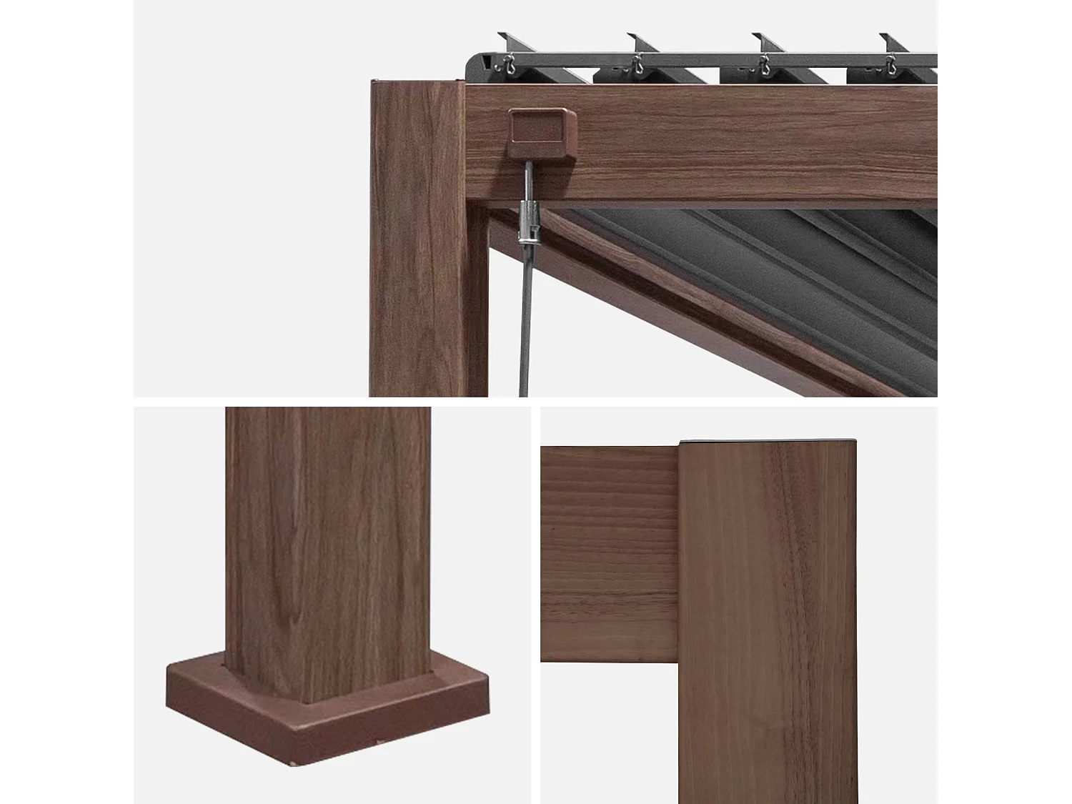 Pergola bioclimatica 3x4m in alluminio, lamelle orientabili, marrone