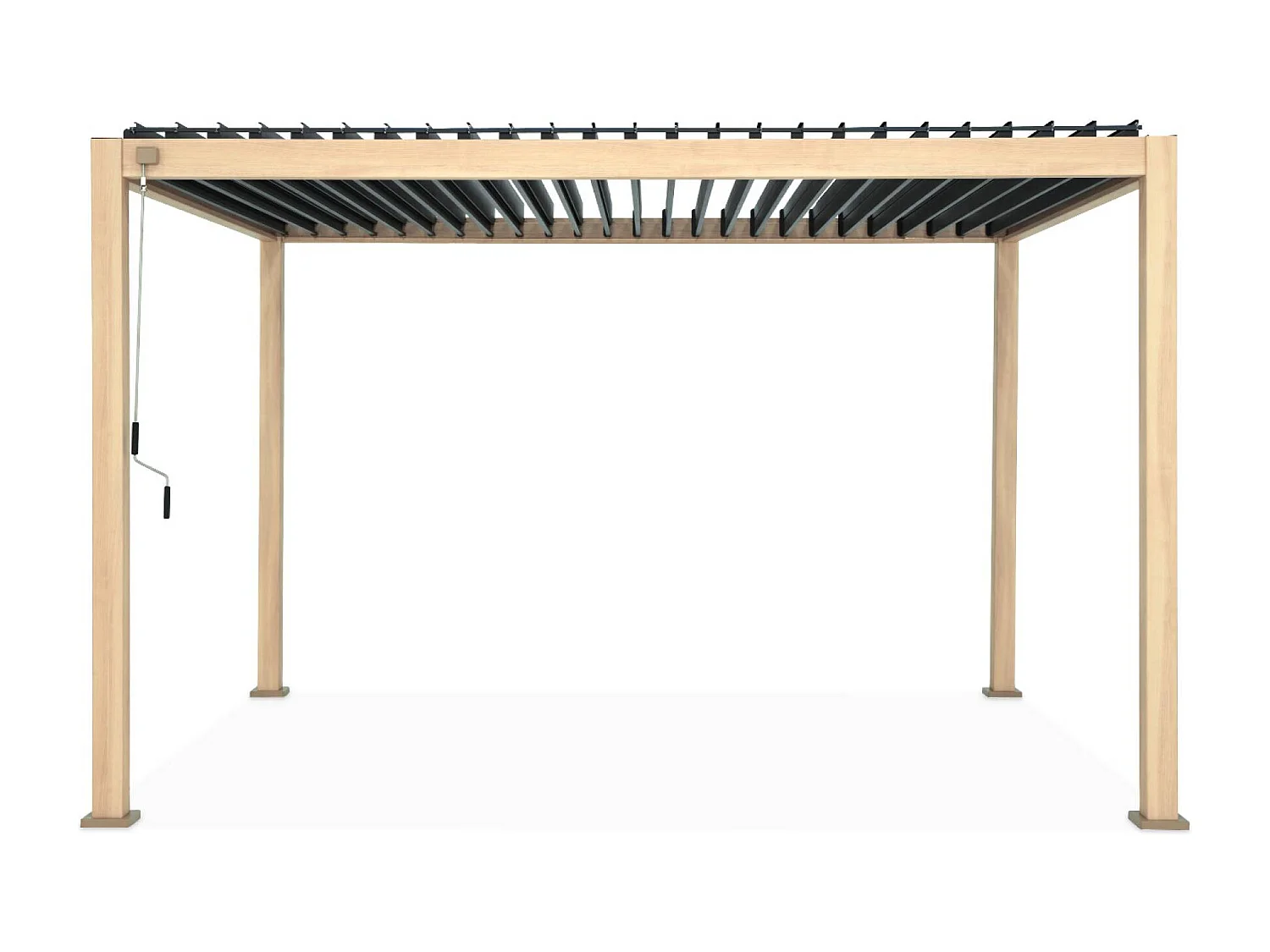 Pérgola bioclimática 3x4m de aluminio con lamas orientables madera