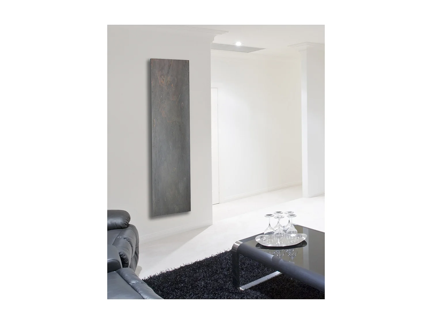 Radiateur électrique 1200W vertical 200x50 cm – pierre naturelle lauze – I-PE910X-OB