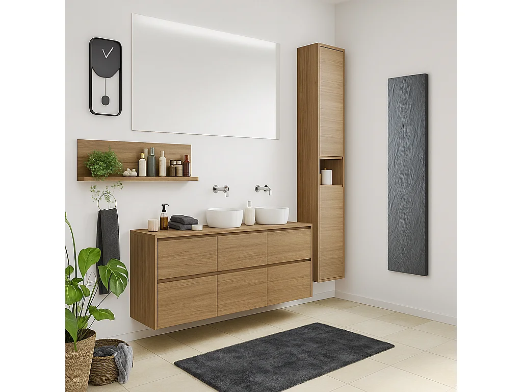 Radiateur électrique 1200W vertical 200x50 cm – pierre naturelle graphite – I-PE915X-OB