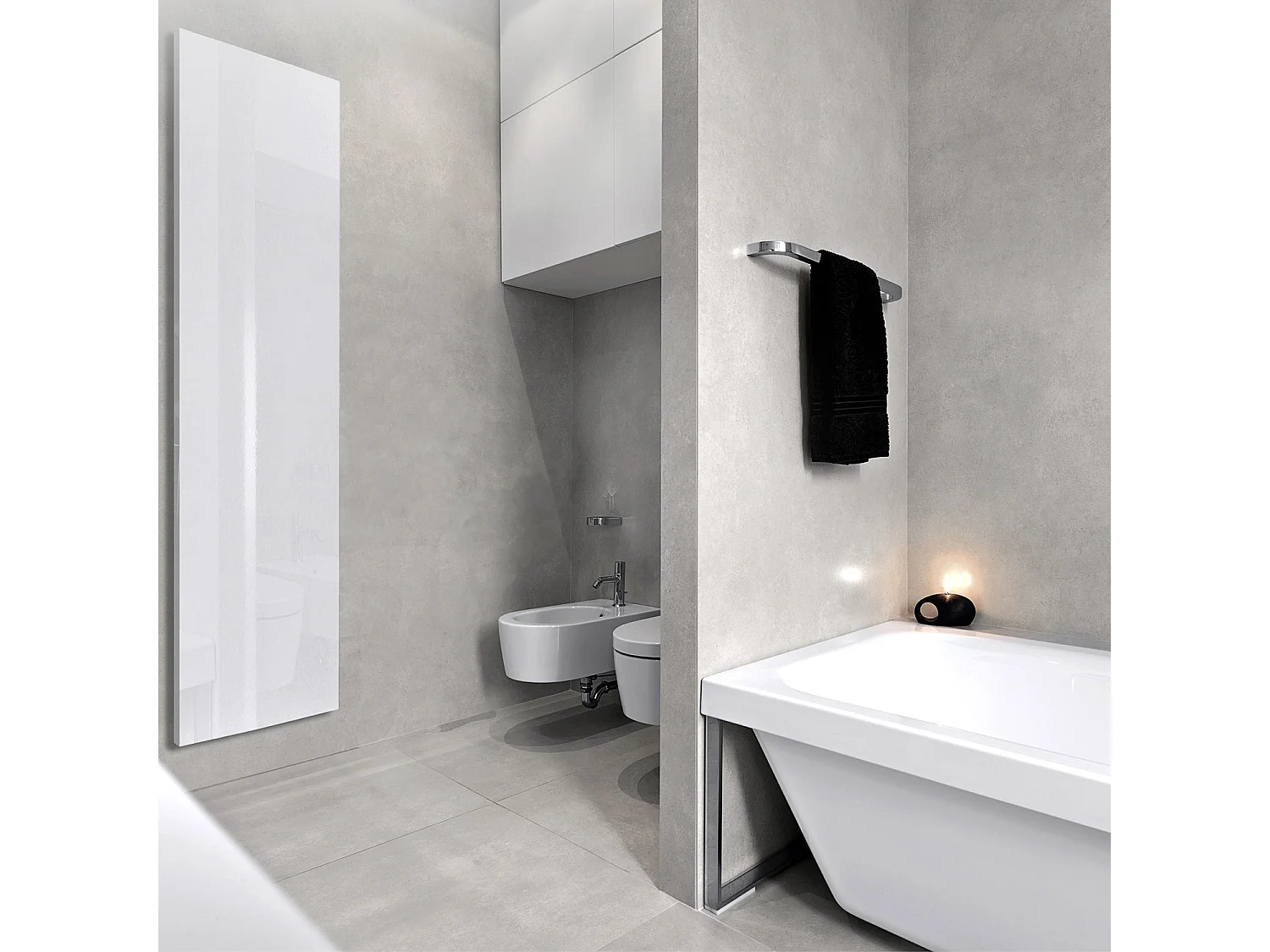 Radiateur électrique 1200W vertical 200x50 cm – verre trempé blanc – I-VE9003X-OB