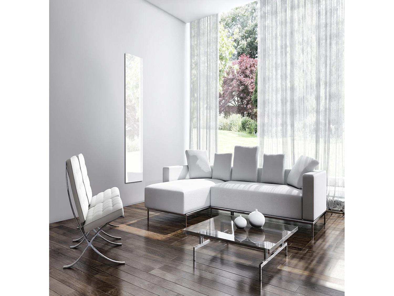 Radiateur électrique 800W vertical 180x40 cm – verre trempé blanc – I-VE9003M-OB