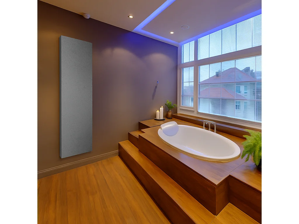 Radiateur électrique 1200W vertical 200x50 cm – résine aspect ardoise gris clair – I-RE7046X-904-OB