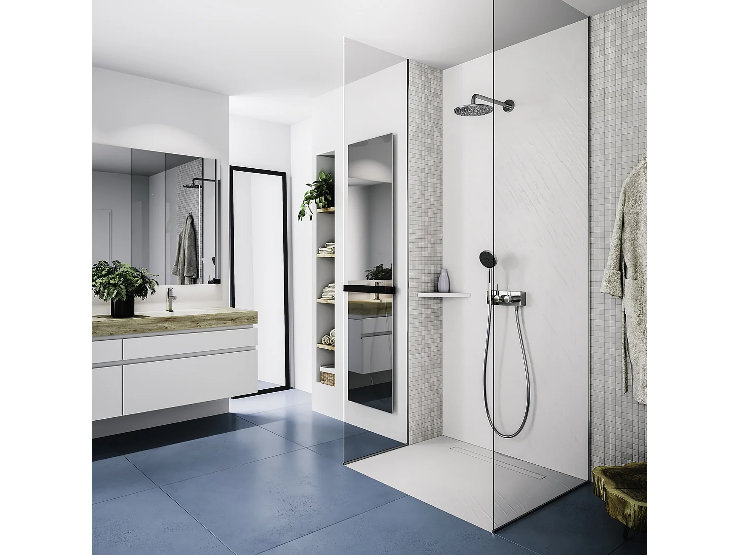 Radiateur électrique miroir 450W vertical 100x40 cm – design chauffant moderne – I-ME002-OB