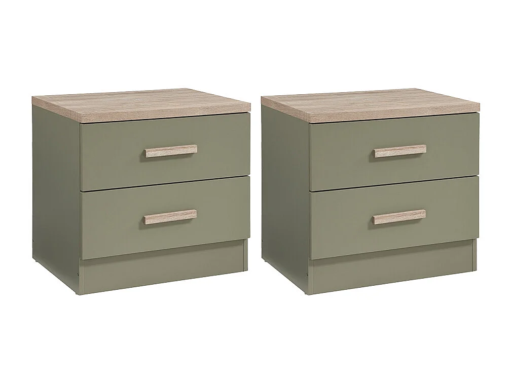 Lot de 2 tables de chevet avec 2 tiroirs – Vert - SKAIDO