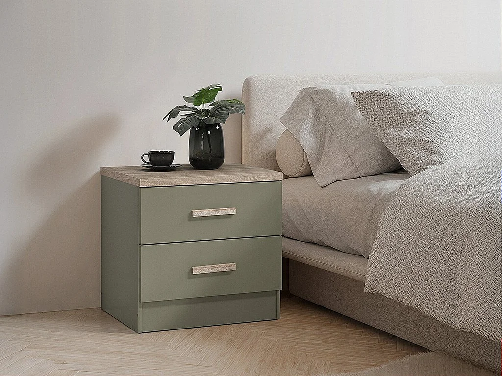Lot de 2 tables de chevet avec 2 tiroirs – Vert - SKAIDO