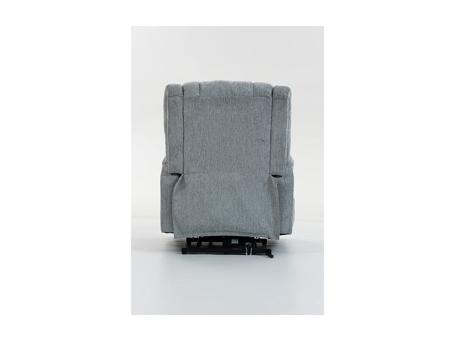 Fauteuil électrique massage et chauffante - Avec repose-pieds et 2 poches latérales - Tissu gris clair