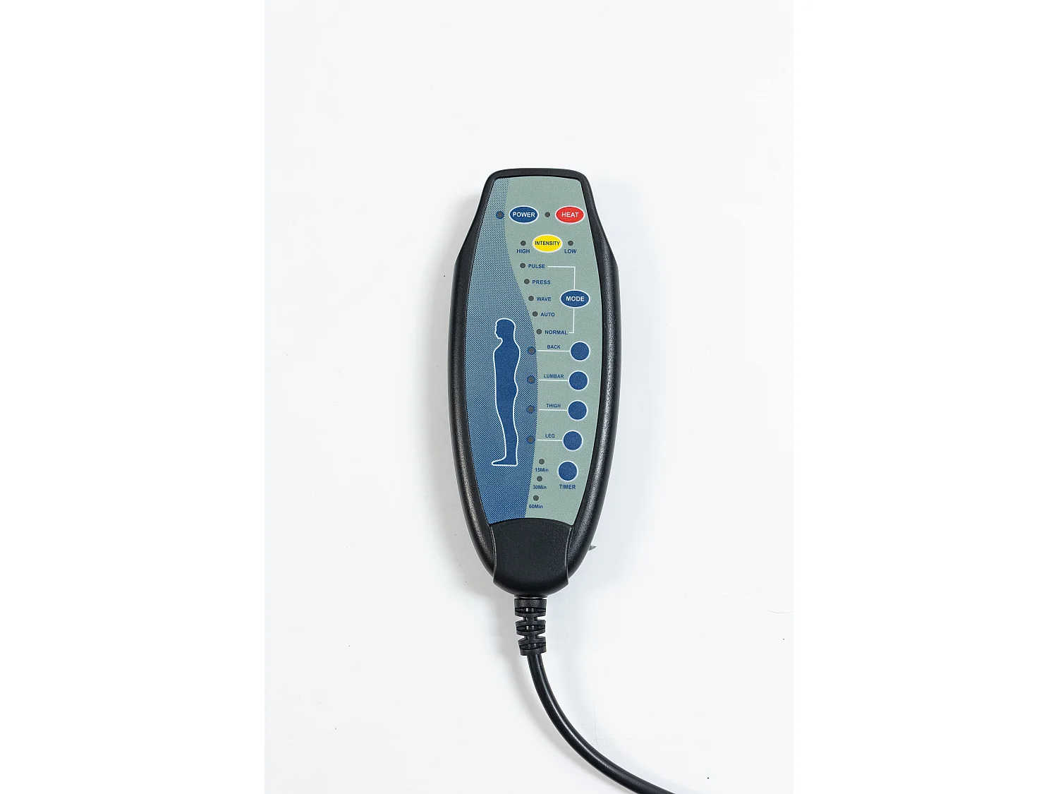 Fauteuil électrique massage et chauffante - Avec repose-pieds et 2 poches latérales - Tissu gris clair