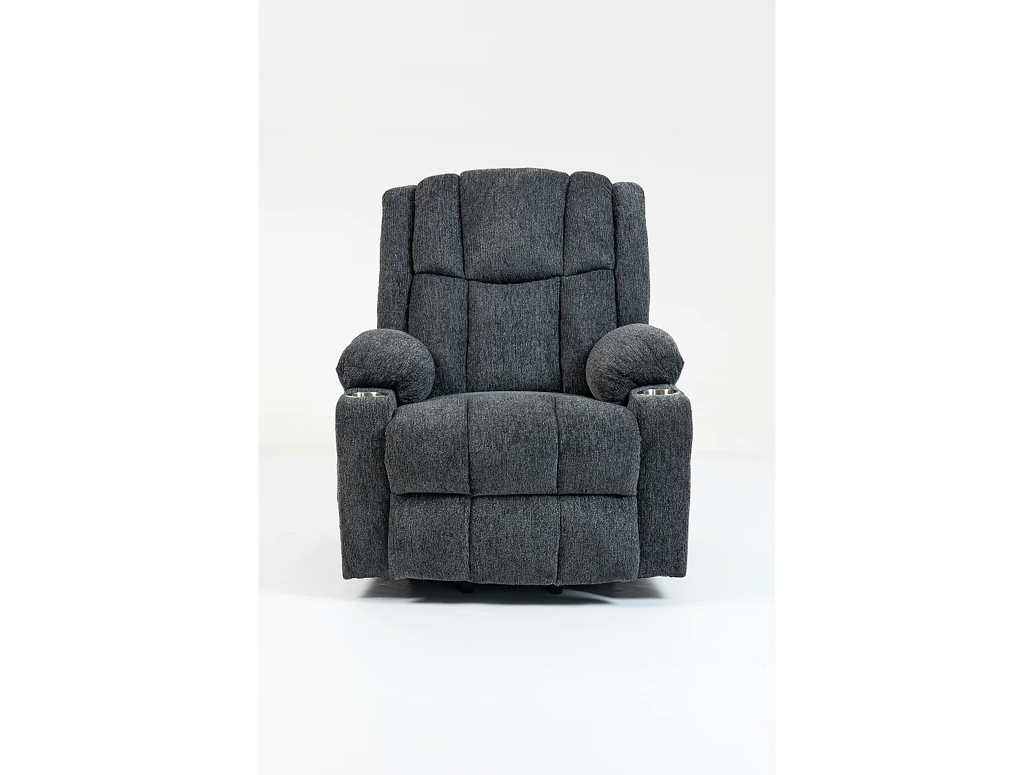 Fauteuil électrique massage et chauffante - Avec repose-pieds et 2 poches latérales - Tissu gris foncé
