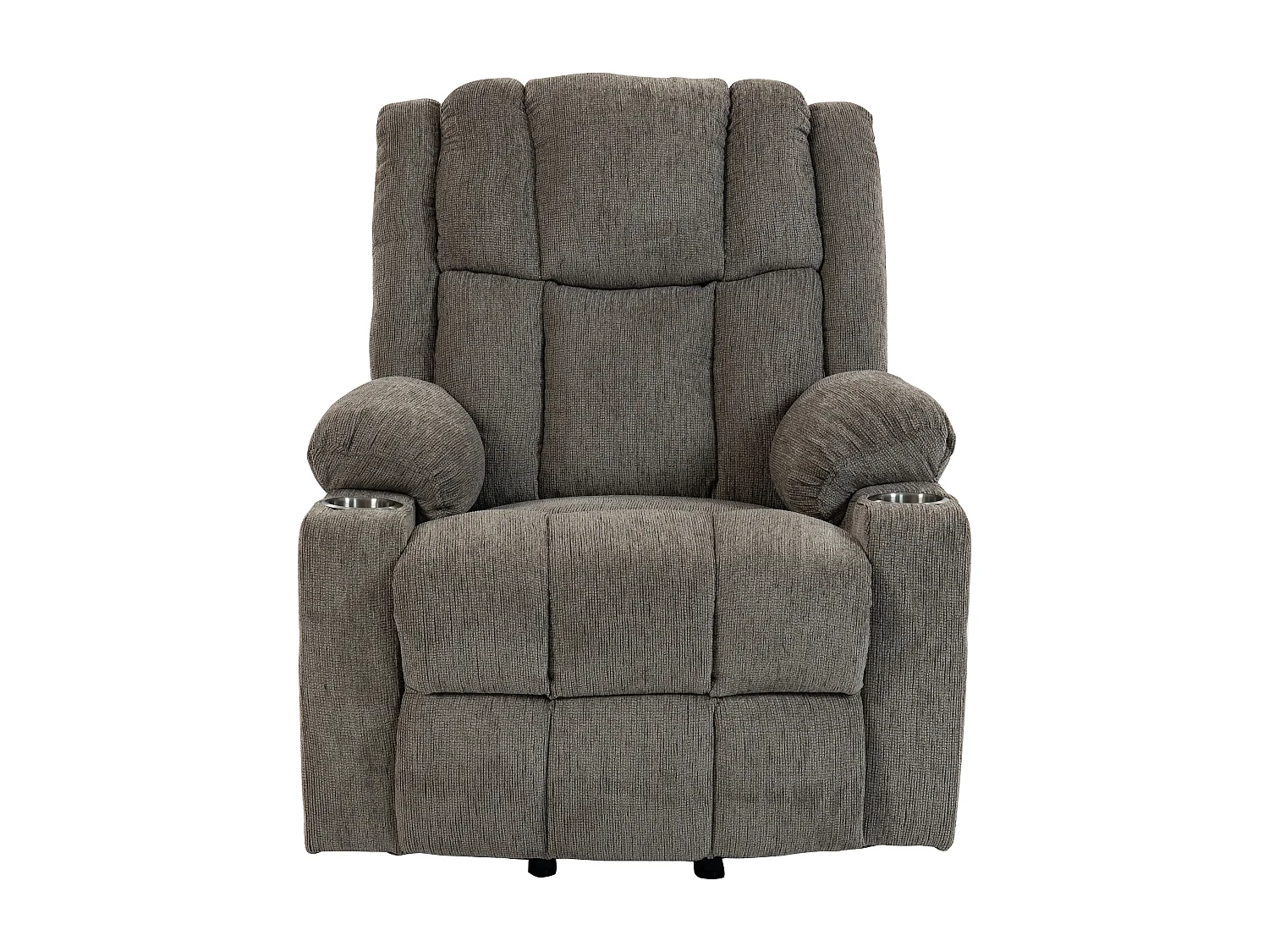 Fauteuil électrique massage et chauffante - Avec repose-pieds et 2 poches latérales - Tissu brun clair