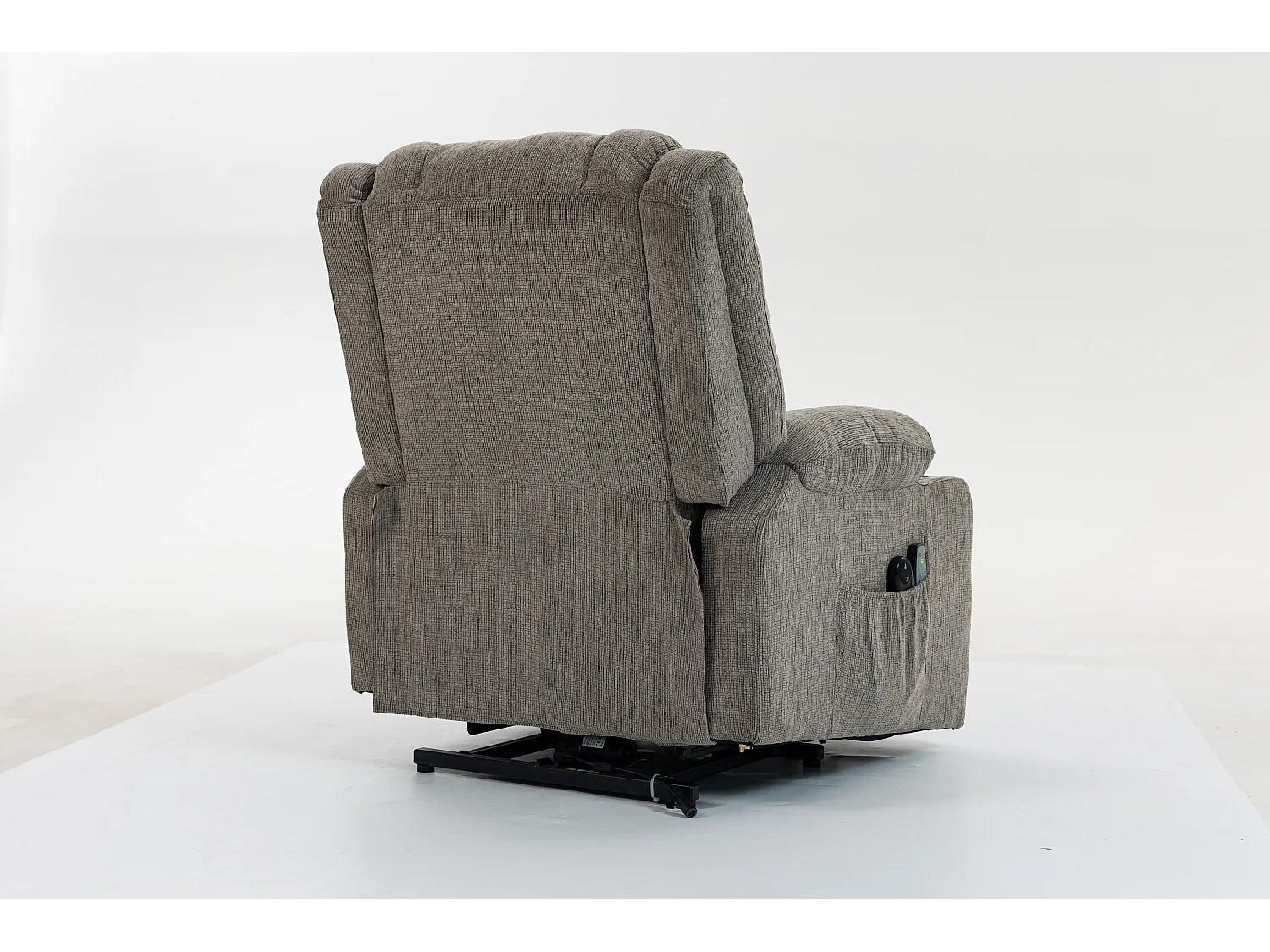 Fauteuil électrique massage et chauffante - Avec repose-pieds et 2 poches latérales - Tissu brun clair