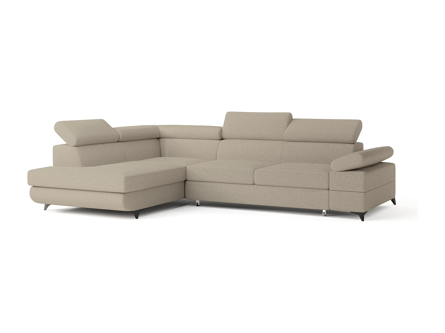 Hoekbank FAVIEN van fluweel met slaapfunctie Beige