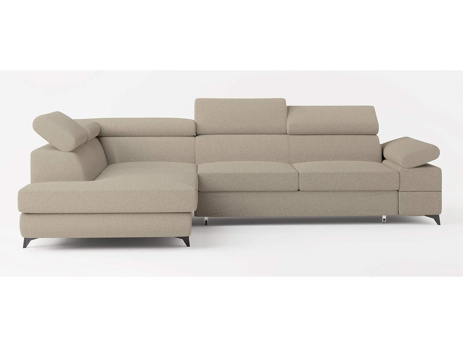 Hoekbank FAVIEN van fluweel met slaapfunctie Beige