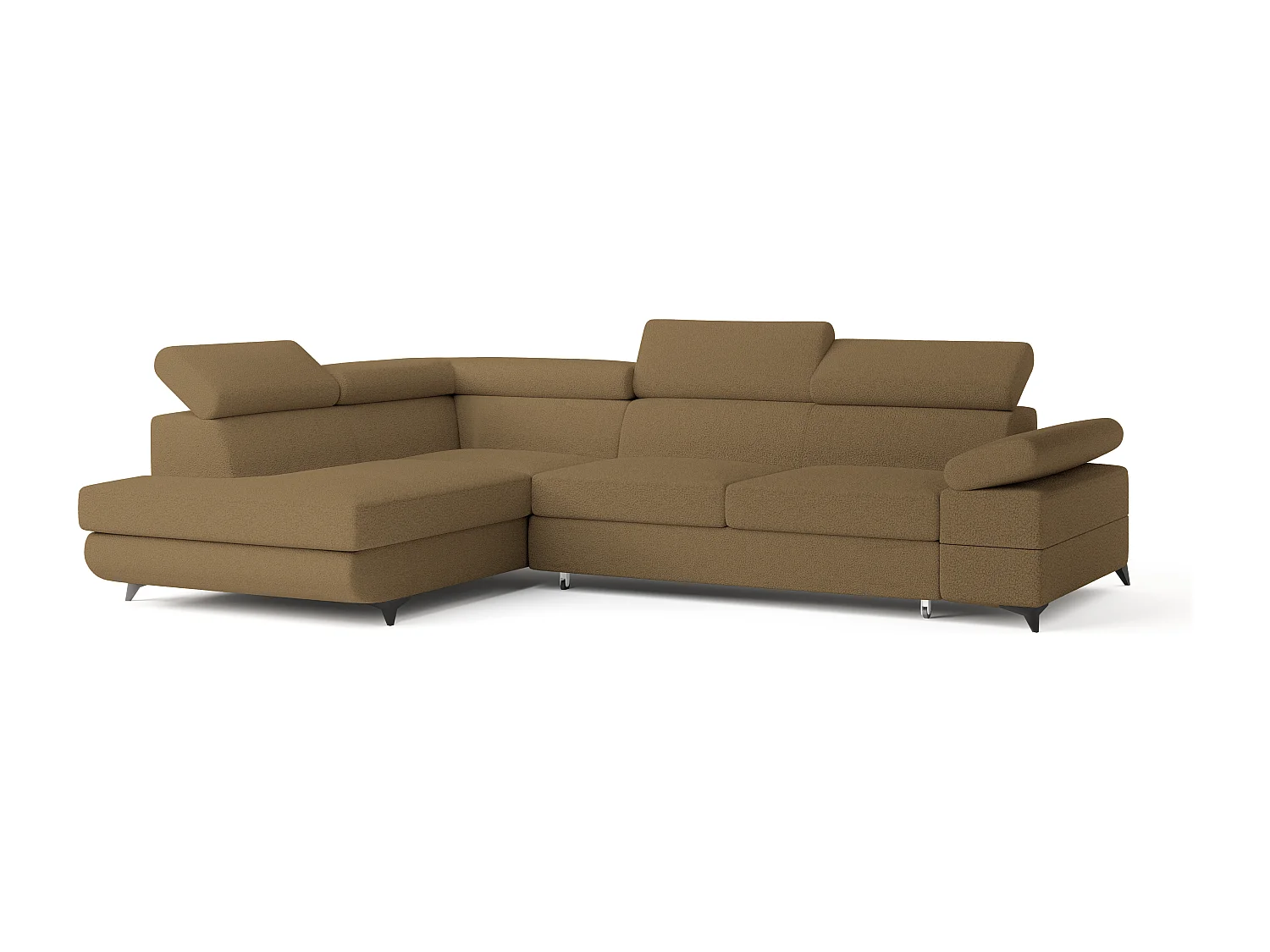 Hoekbank FAVIEN van fluweel met slaapfunctie Orange