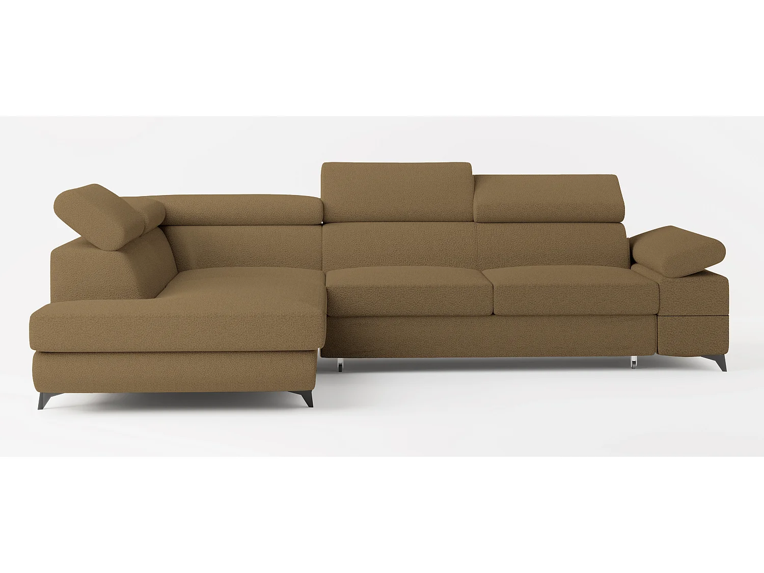 Hoekbank FAVIEN van fluweel met slaapfunctie Orange