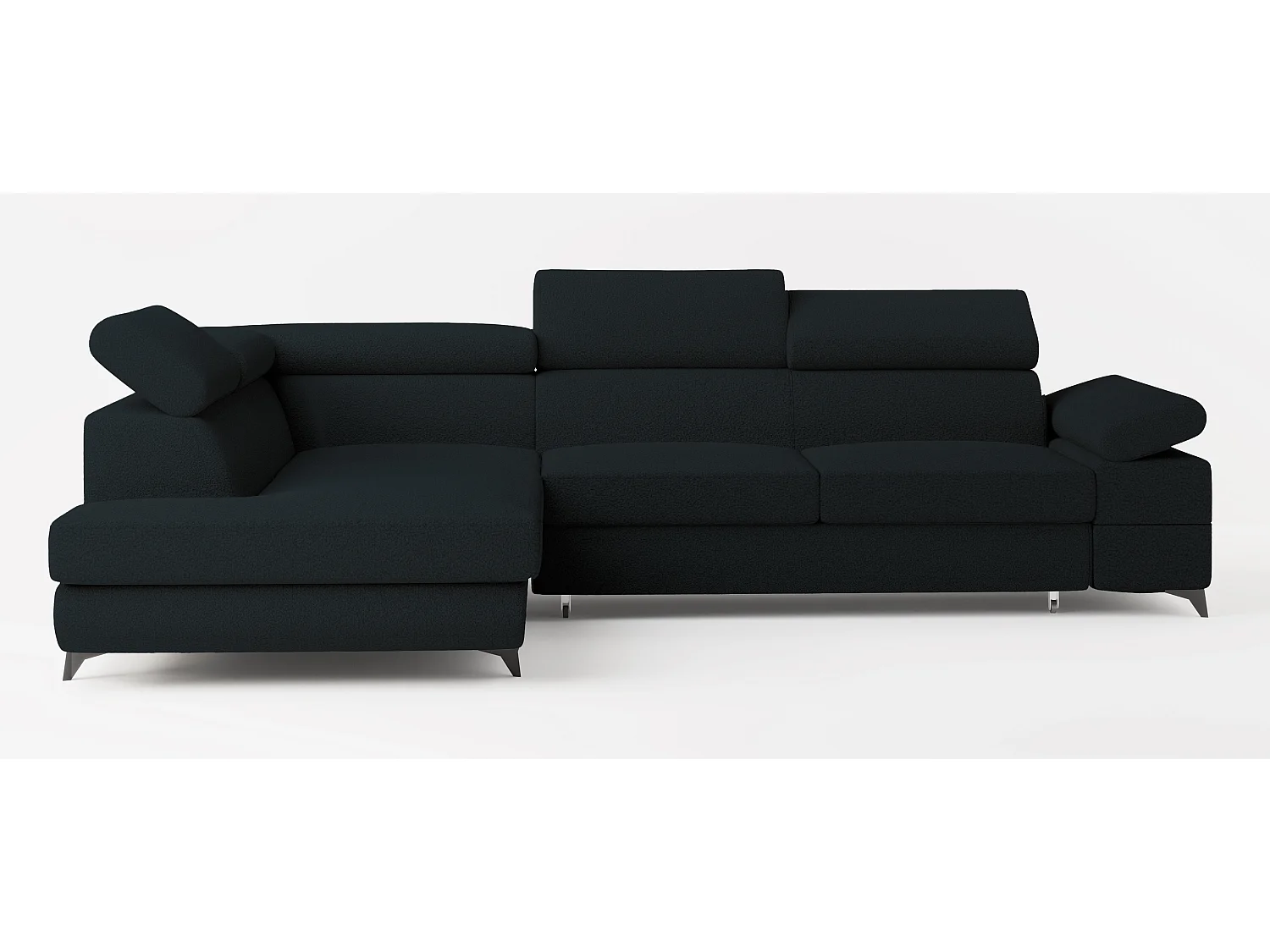 Hoekbank FAVIEN van fluweel met slaapfunctie Schwarz