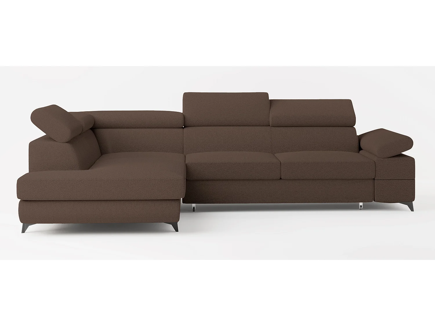 Hoekbank FAVIEN van fluweel met slaapfunctie Braun