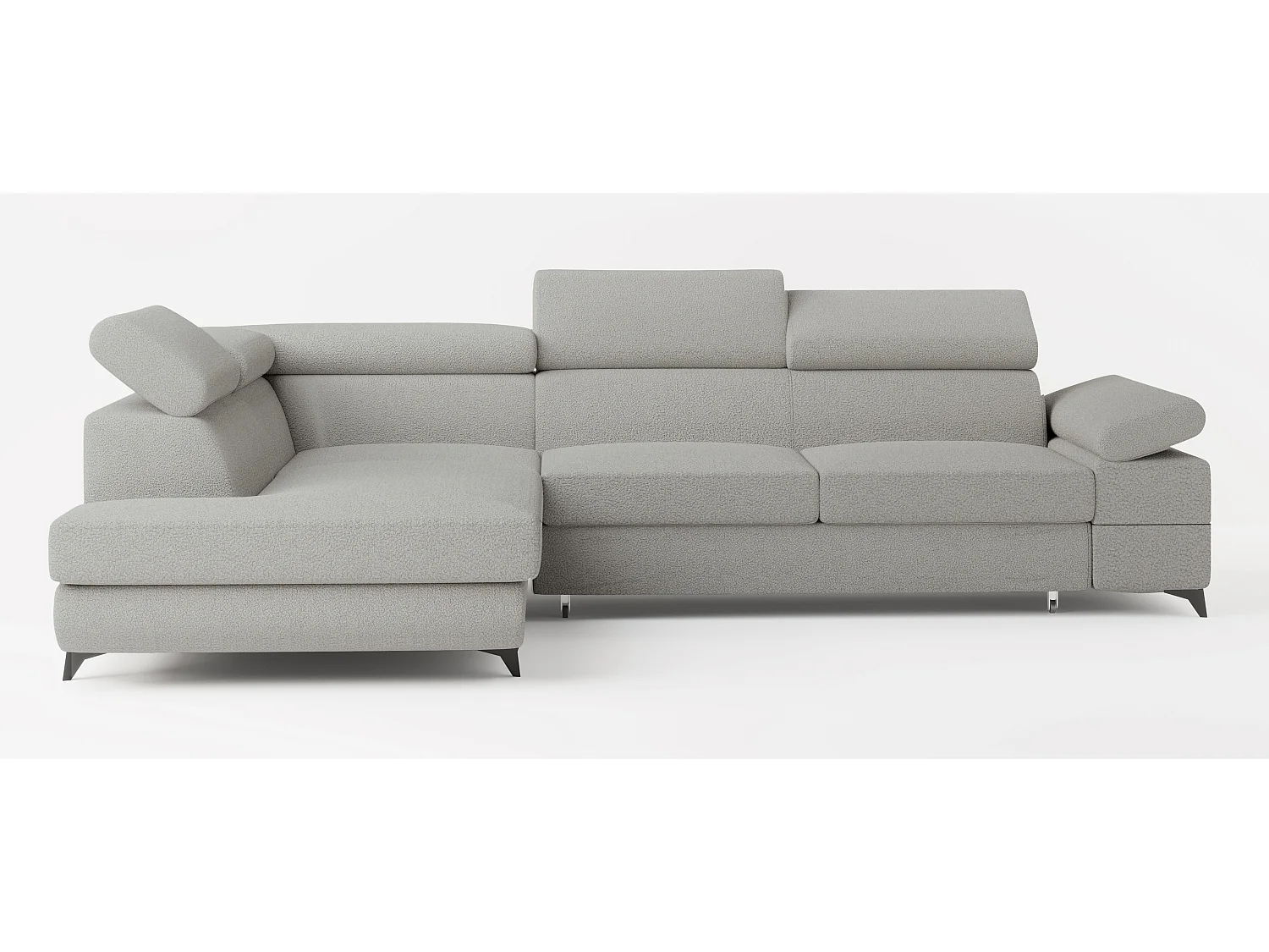 Hoekbank FAVIEN van fluweel met slaapfunctie Hellgrau