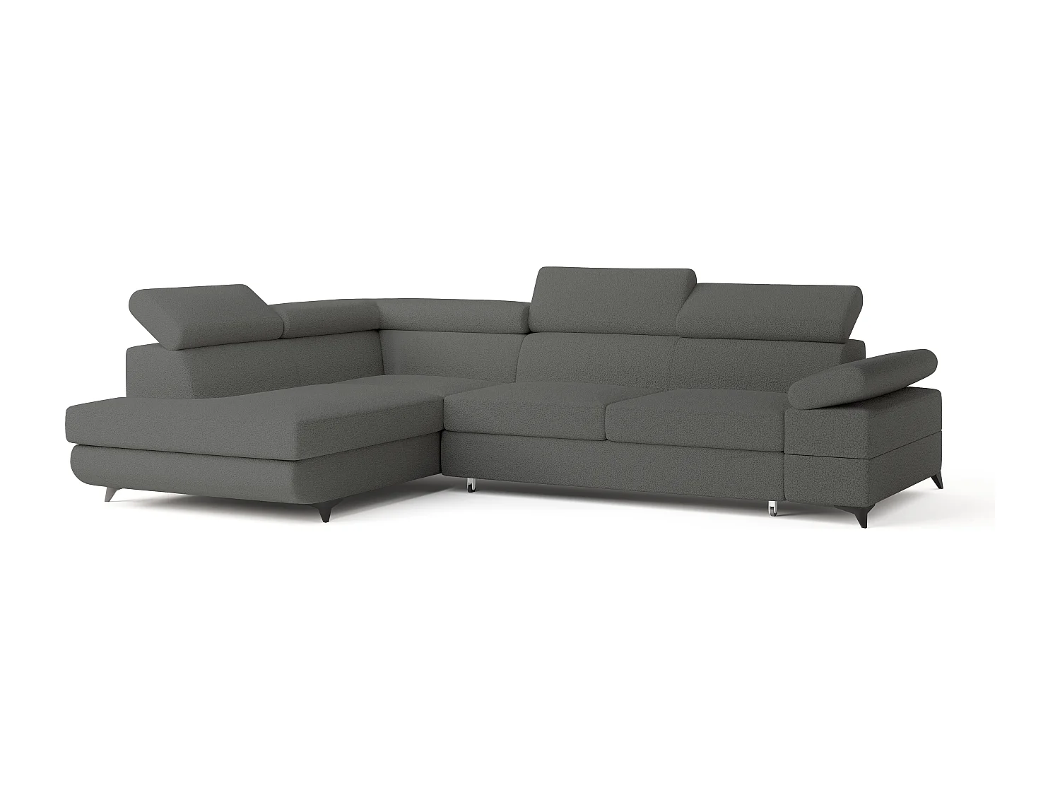 Hoekbank FAVIEN van fluweel met slaapfunctie Grau