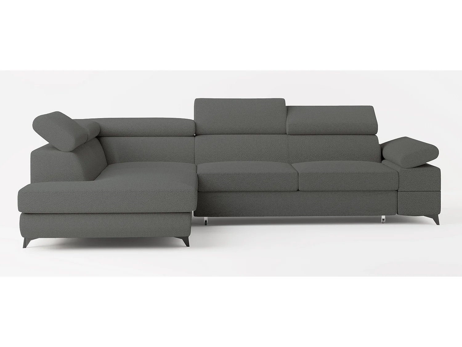Hoekbank FAVIEN van fluweel met slaapfunctie Grau