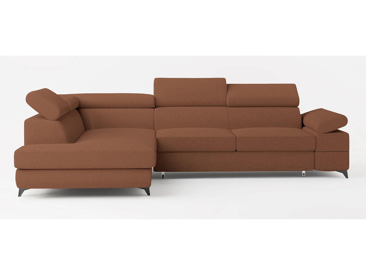 Hoekbank FAVIEN van fluweel met slaapfunctie Orange