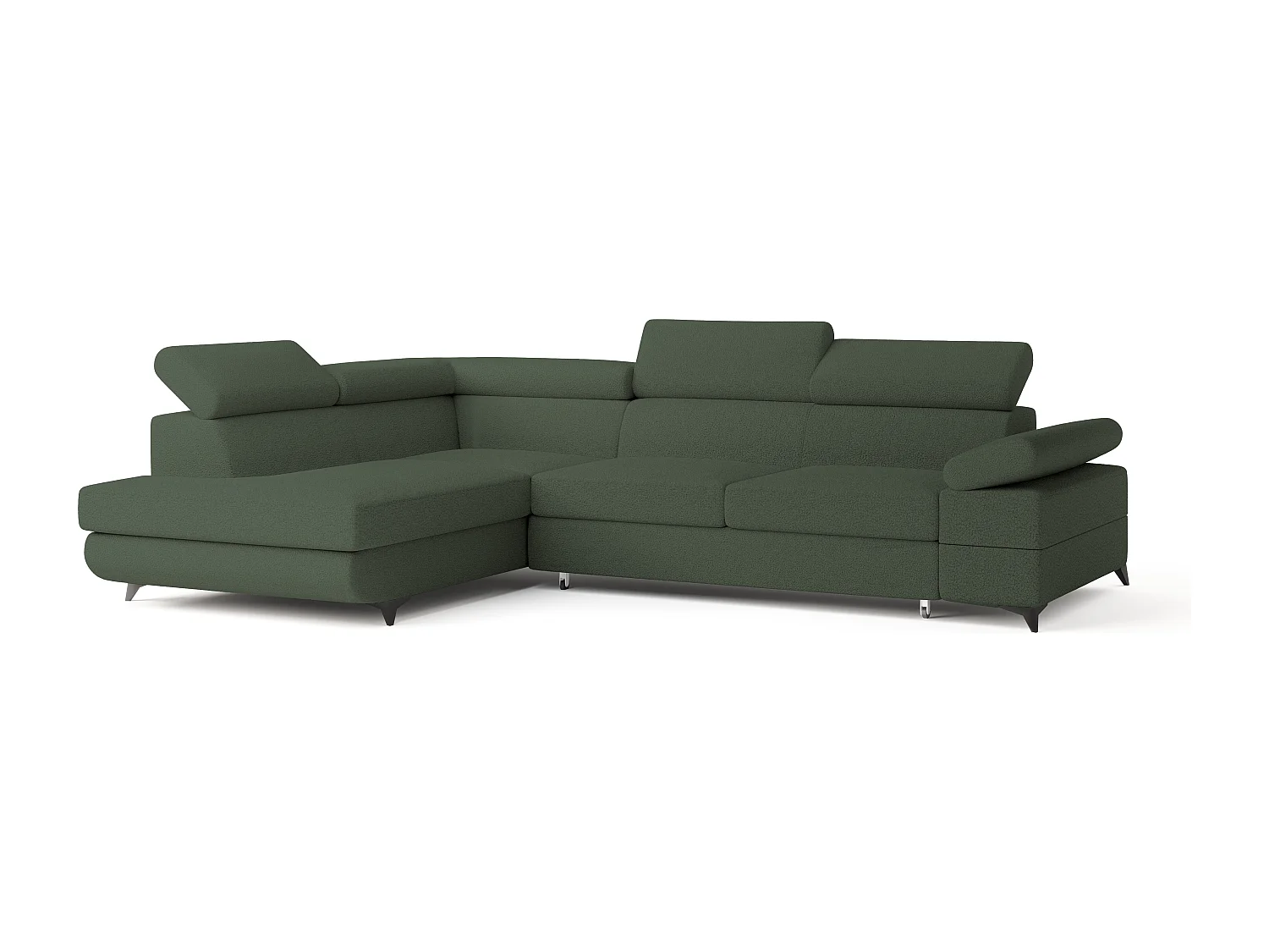 Hoekbank FAVIEN van fluweel met slaapfunctie Grün