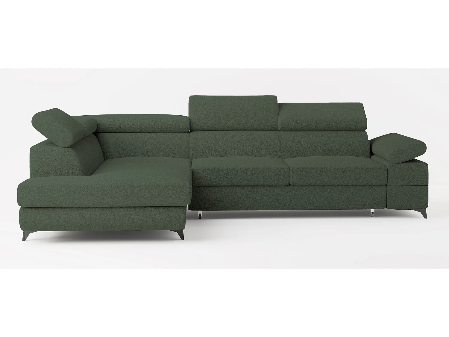 Hoekbank FAVIEN van fluweel met slaapfunctie Grün