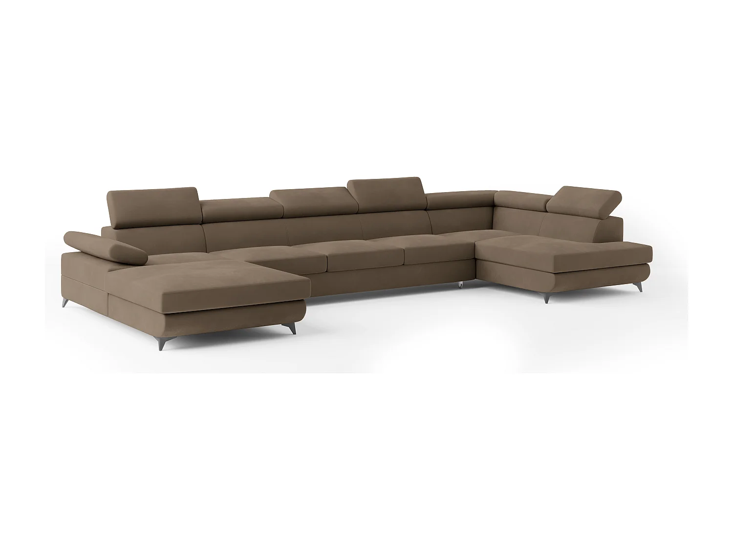 Hoekbank MONTIVA van fluweel met slaapfunctie Beige