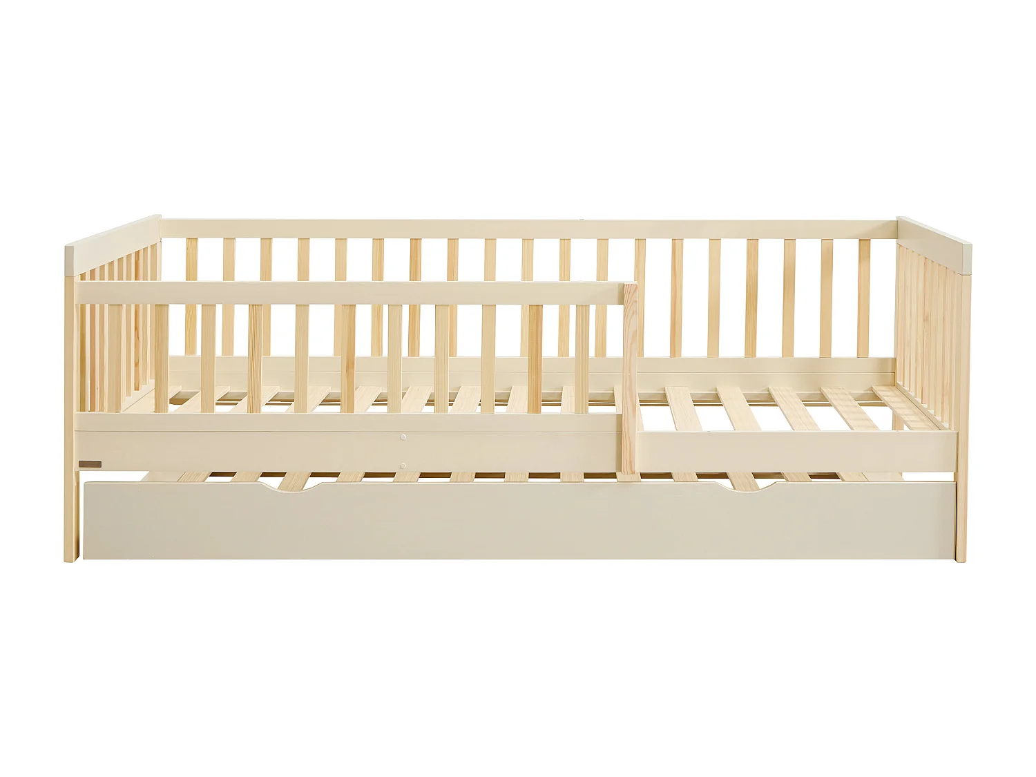 Lit 90 x 190 cm avec tiroir gigogne - Pin et MDF – Beige et Naturel + Matelas - PROVIATI