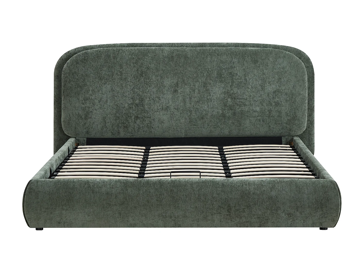 Lit coffre 160 x 200 cm – Tissu texturé – Vert + Matelas – ZORIMA