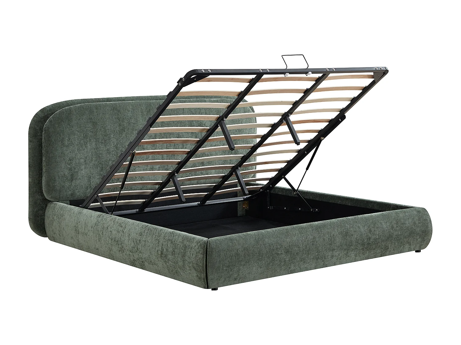 Lit coffre 180 x 200 cm – Tissu texturé – Vert  + Matelas – ZORIMA