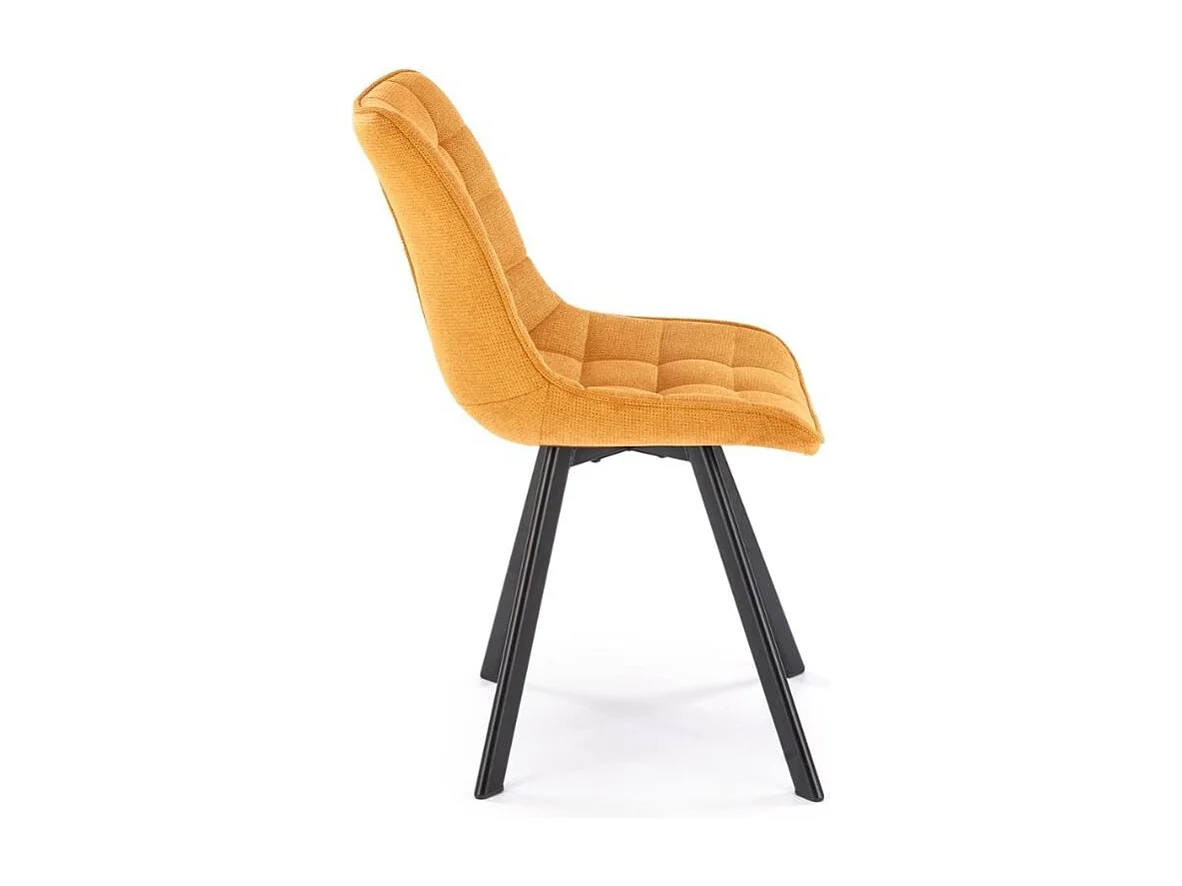 Chaise jaune moutarde en tissu avec pieds en métal noir Edy