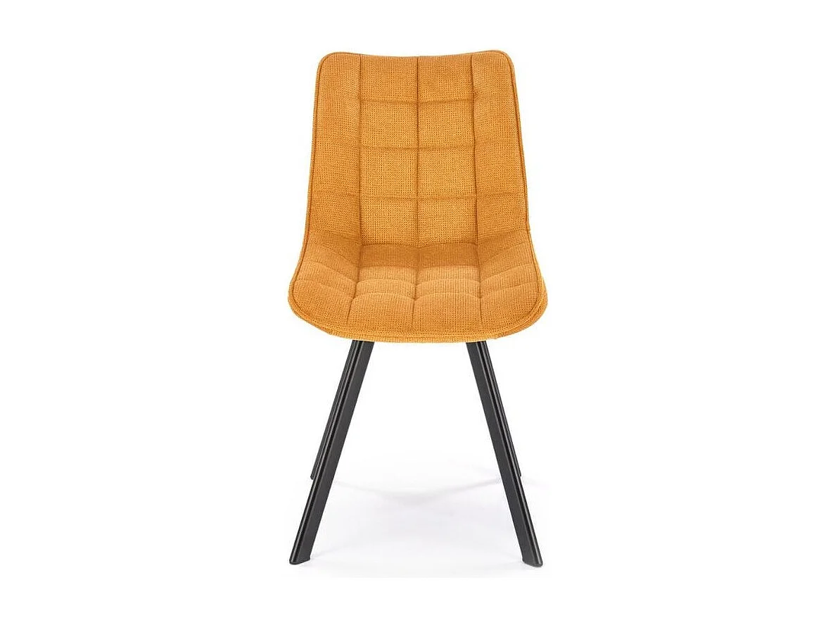 Chaise jaune moutarde en tissu avec pieds en métal noir Edy