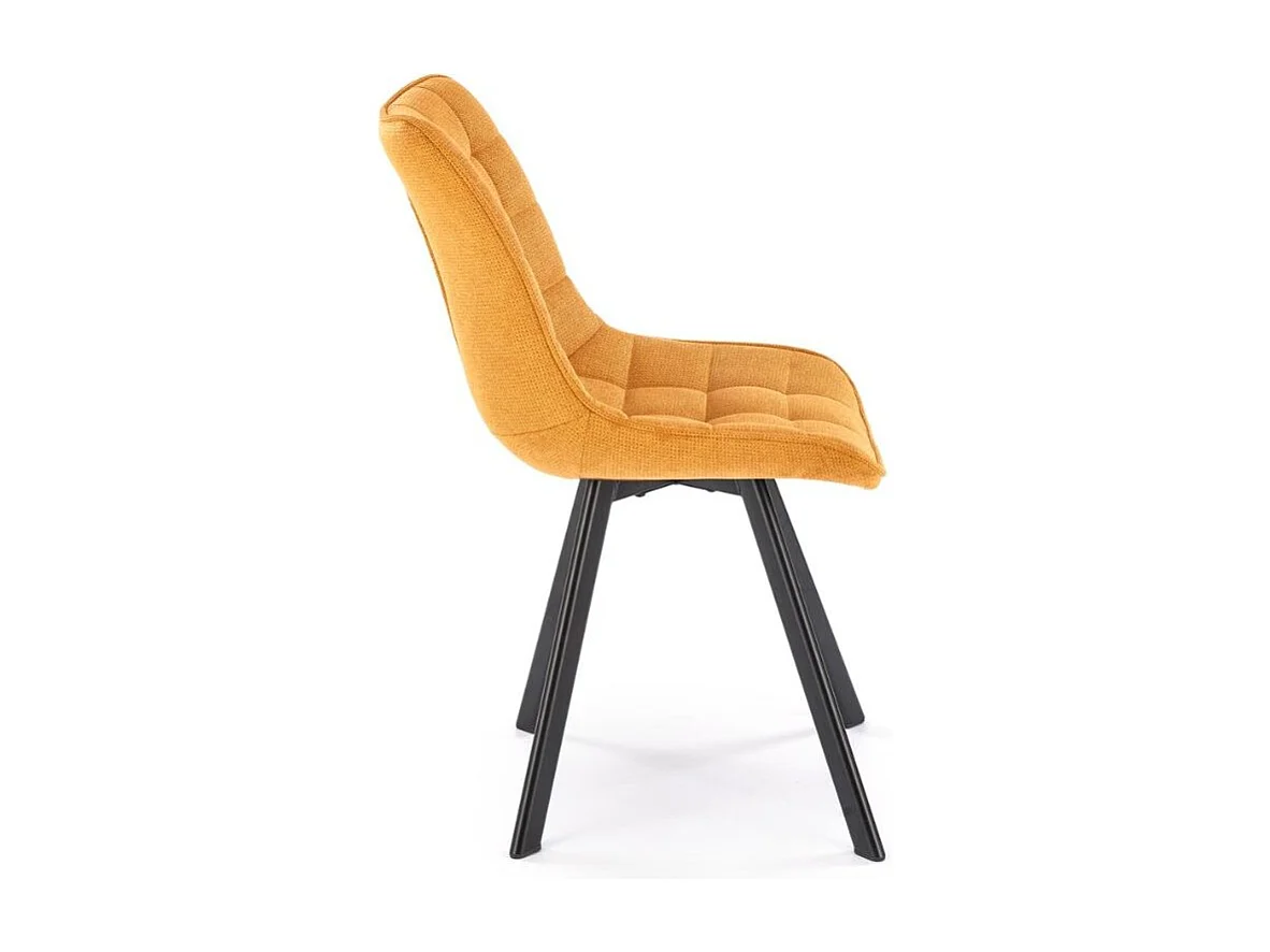 Chaise jaune moutarde en tissu avec pieds en métal noir Edy